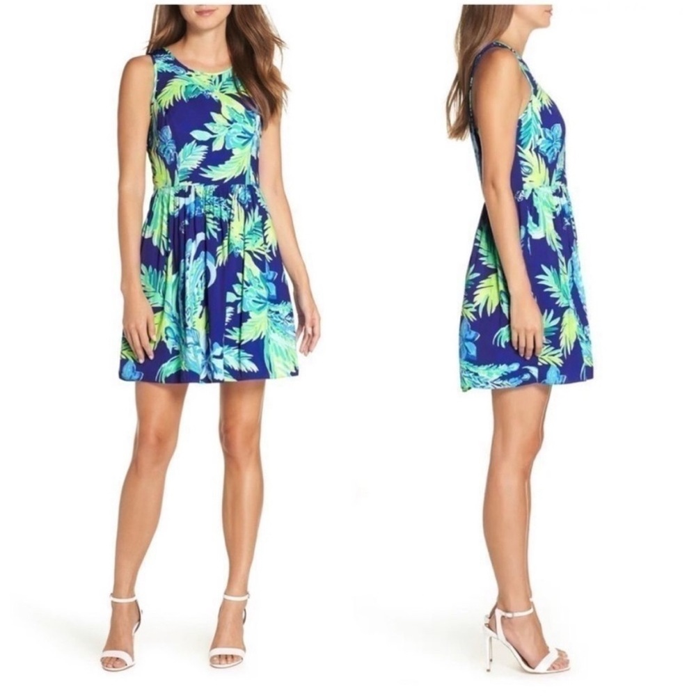 Lilly Pulitzer Blue Tropical Print Mini Dress